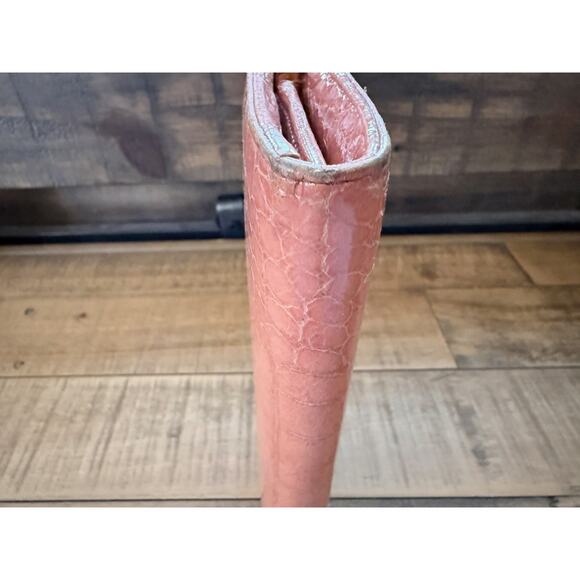 Miu Miu Wallet Womens Pink Croc Embossed Zip Around Leather Clutch Purse Italy - Picture 7 of 12